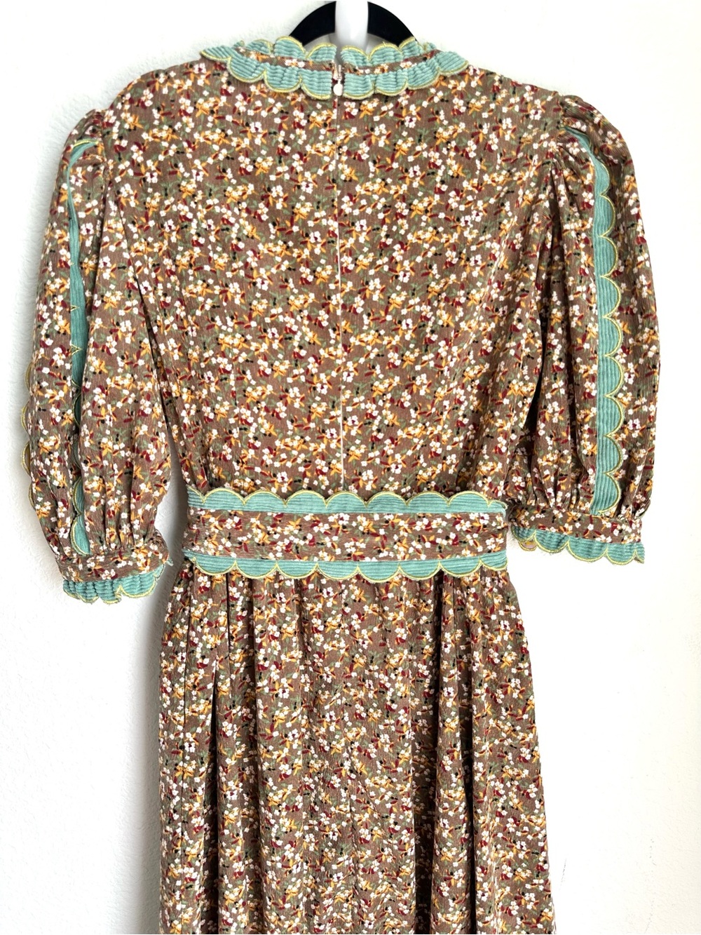CELIA B Alamo Dress Brown Floral Midi corduroy Large - Picture 12 of 17